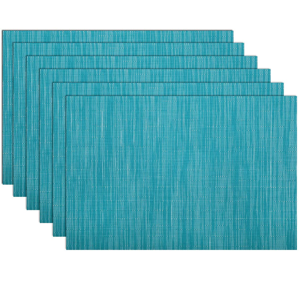 SHACOS Teal Blue Woven Placemats Set of 6 Place Mats for Dining Table