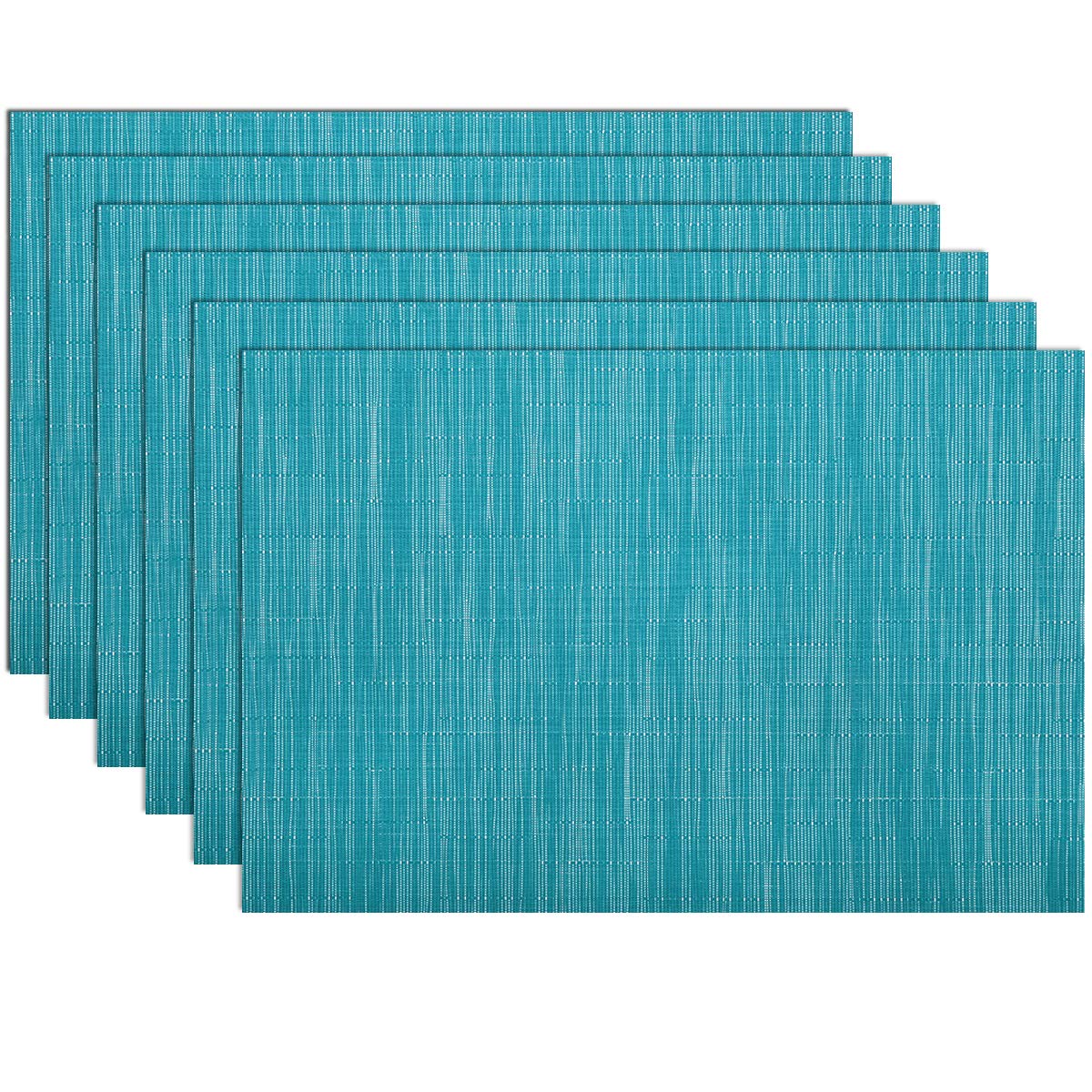 SHACOS Teal Blue Woven Placemats Set of 6 Place Mats for Dining Table