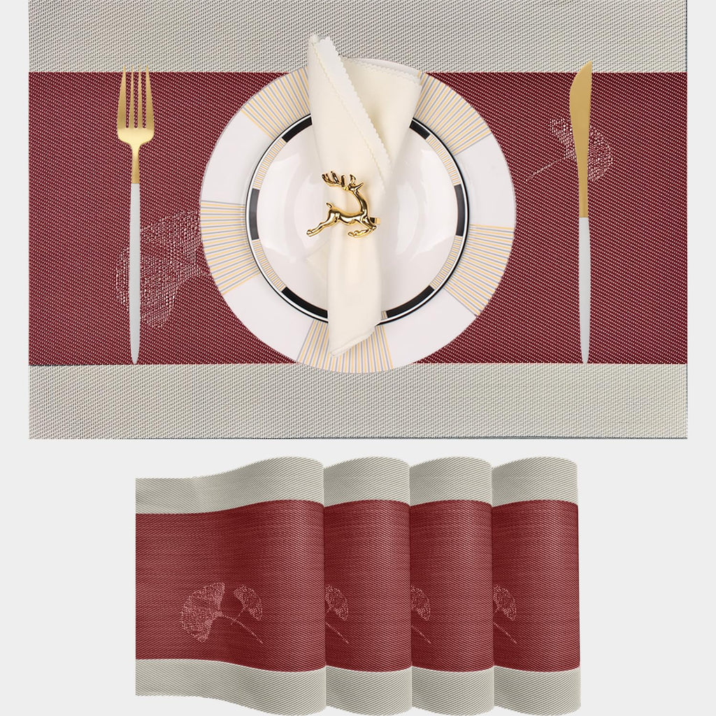 PIGCHCY Placemats,Durable Placemats for Dining Table,Washable Woven Vinyl Kitchen Placemats Set of 4 (Brown)