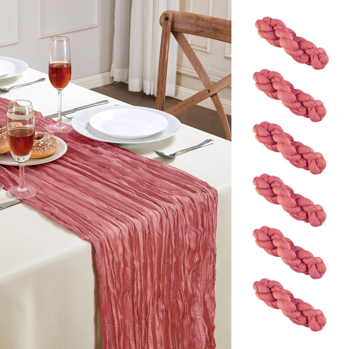 6 Pack White Cheesecloth Table Runner 35×120Inch Fall Boho Gauze Home Decor