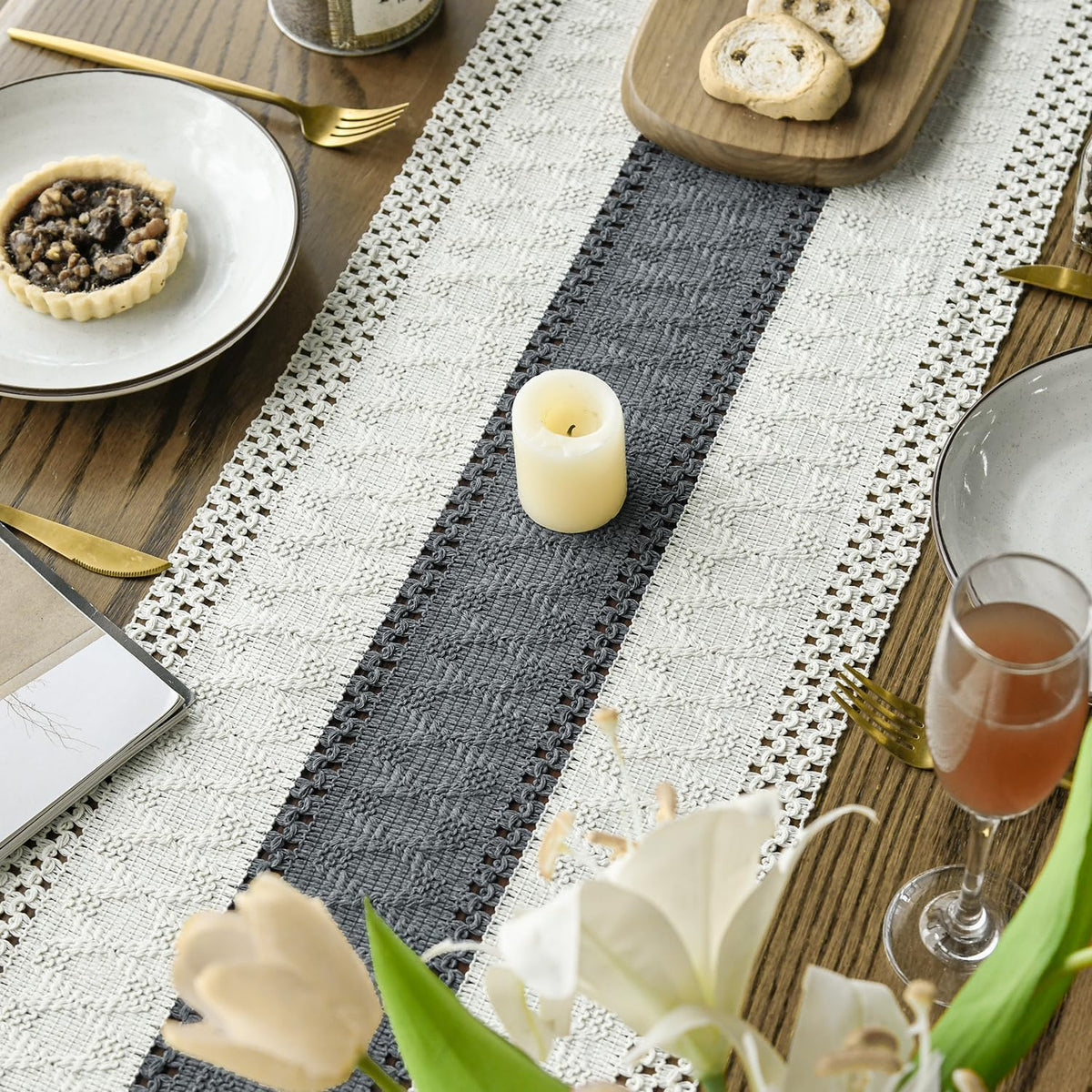 Artoid Mode Dark Grey Farmhouse Rustic Table Runner 12x72 Inch