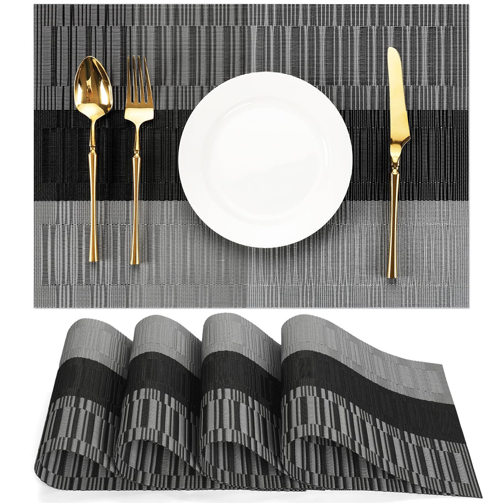 Placemats Set of 8, Vinyl Woven Heat-Resistant Place Mats
