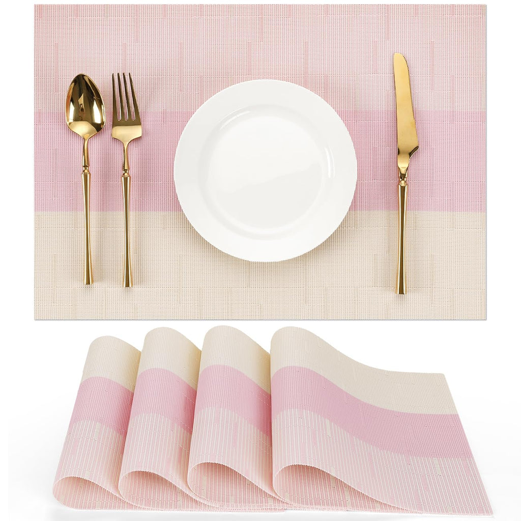 Placemats Set of 8, Vinyl Woven Heat-Resistant Place Mats