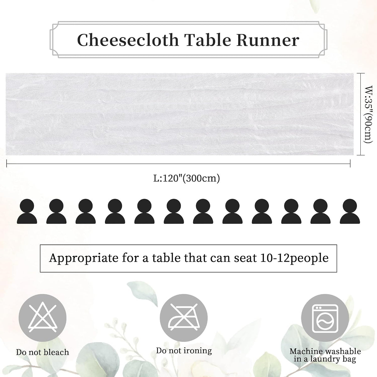 6 Pack White Cheesecloth Table Runner 35×120Inch Fall Boho Gauze Home Decor