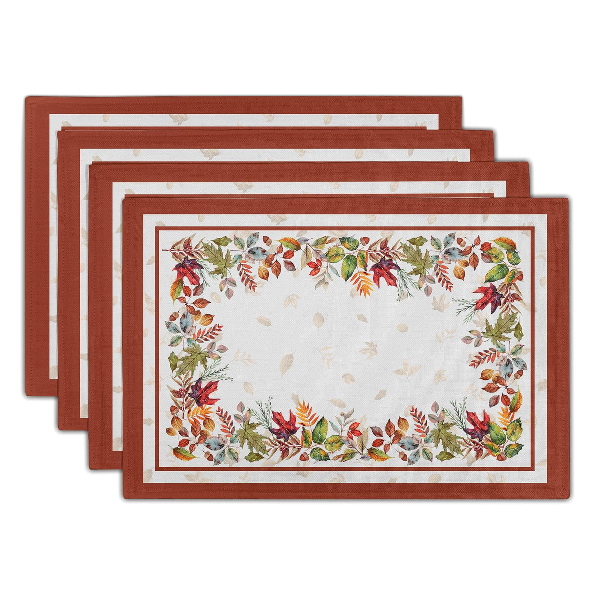 Blue Floral Branches Placemats Set of 4 ，12 x 18 Inch Chinoiserie Table Mats Washable Heat Resistant Linen Fabric Rectangle Place Mat for Indoor Outdoor Kitchen Dining Home Decor