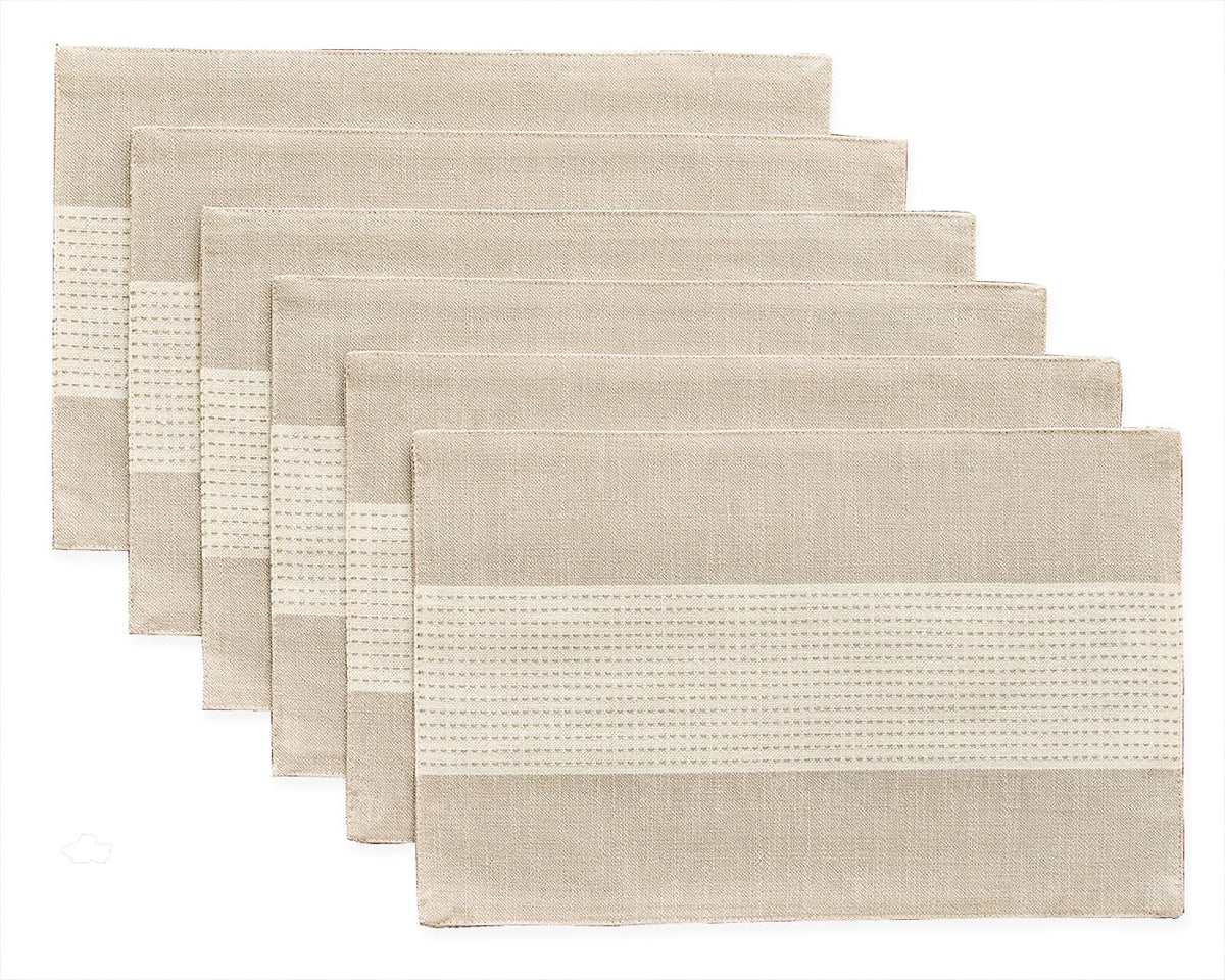 Wracra Linen Placemats, 12 x 18 Inch Set of 4 Placemats, Farmhouse Macrame Place Mats for Kitchen Table and Heat Resistant-Hemstitch Sage Green 4PCS