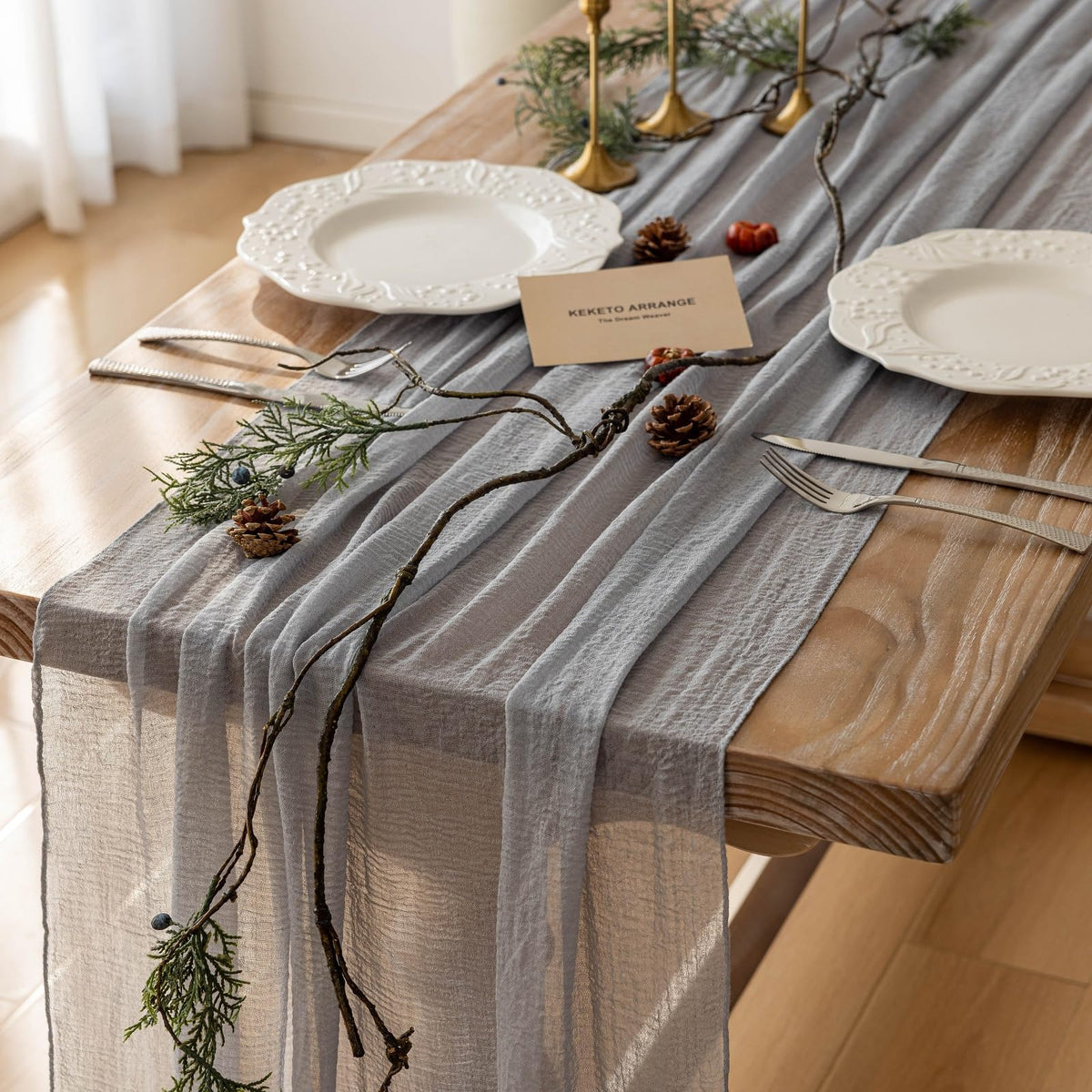 Sage Green Cheesecloth Table Runner 120 Inches Fall Party Home Decorations