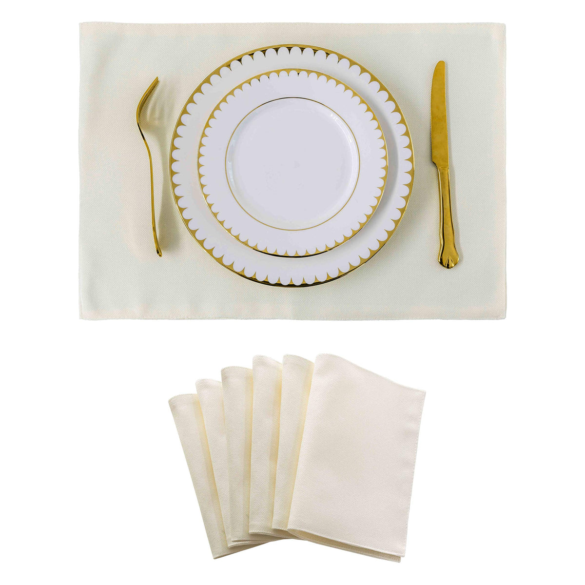 Home Brilliant Linen Placemats Set of 4 Heat Resistant Dining Table Cloth Place Mats Kitchen Table Mats Placemats Table Decor, Natural Linen