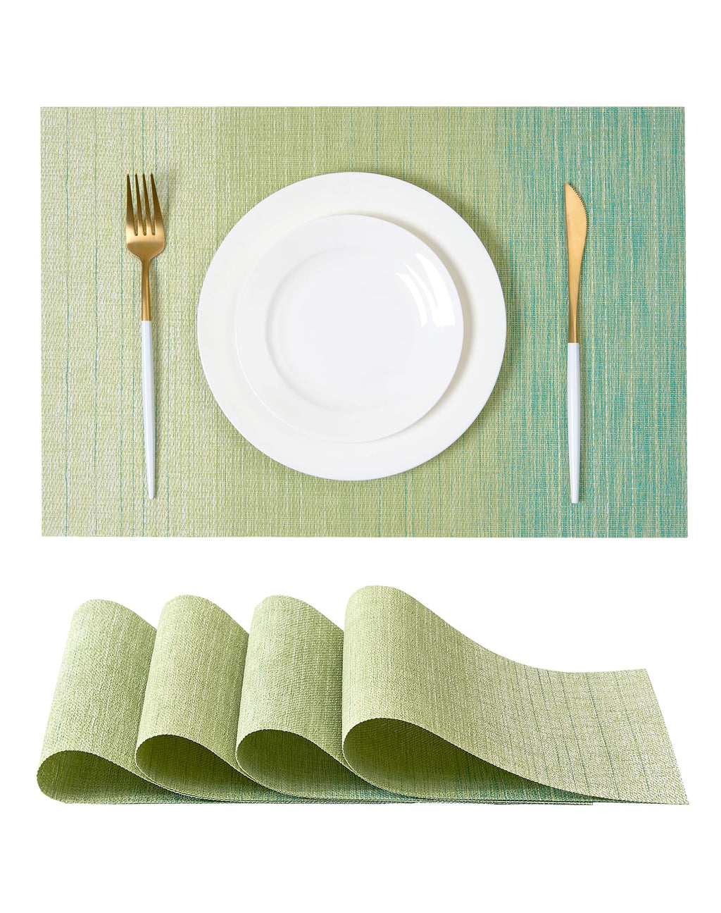 Leetaltree Light Brown Placemats Set of 8 - Heat Resistant Woven Vinyl