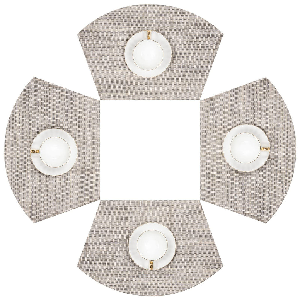 SHACOS Wedge Shape Placemats Set of 4 Woven Vinyl Placemat for Round Table