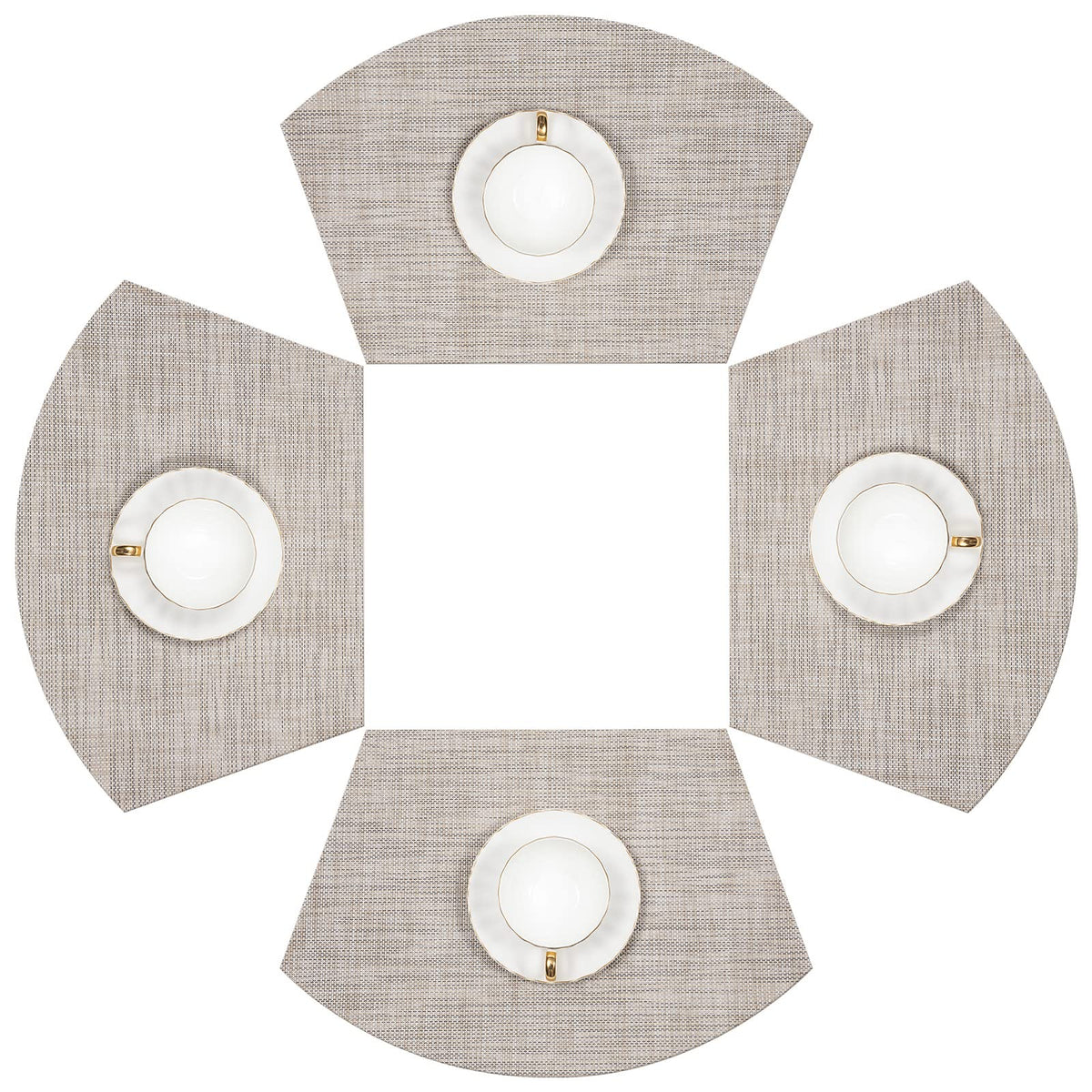 SHACOS Wedge Shape Placemats Set of 4 Woven Vinyl Placemat for Round Table