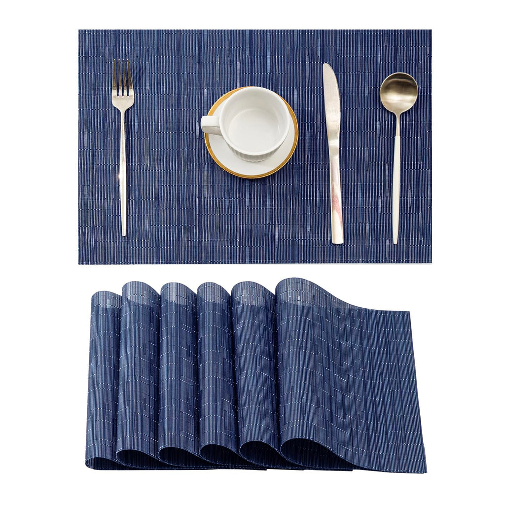 Leetaltree Light Brown Placemats Set of 8 - Heat Resistant Woven Vinyl
