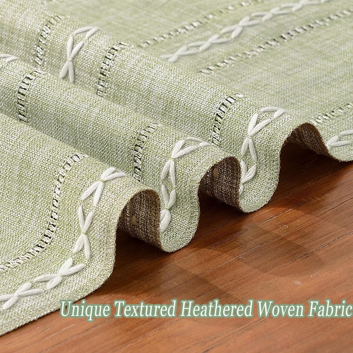 Rustic Linen Table Runner, Sage Green Table Runners 72 inches Long