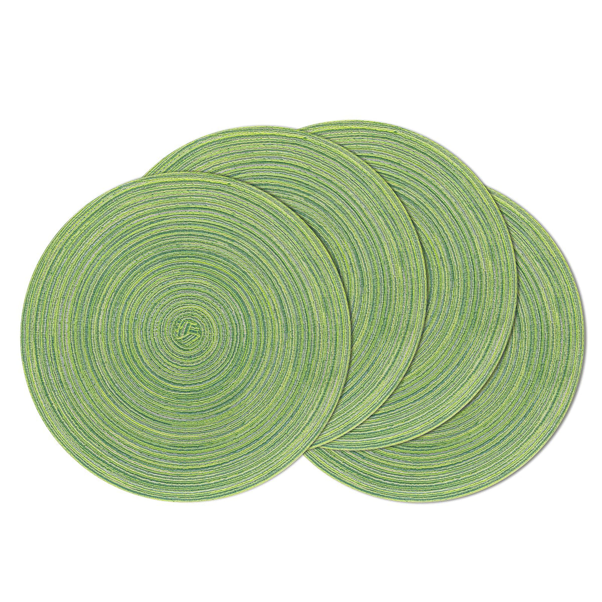 SHACOS Round Braided Placemats Set of 4 Dining Table Placemats 15 inch Circle Place Mats Easy to Clean Table Mats Indoor Outdoor, Blue Gray
