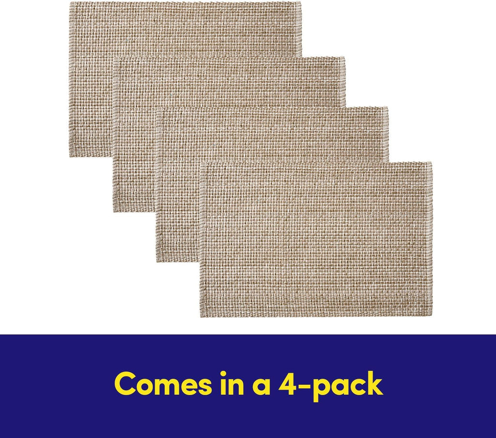 Sweet Home Collection 100% Cotton Placemats for Dining Room Rectangle Two Tone Woven Fabric 13" x 19" Soft Durable Table Mat Set, Set of 4, Eggshell