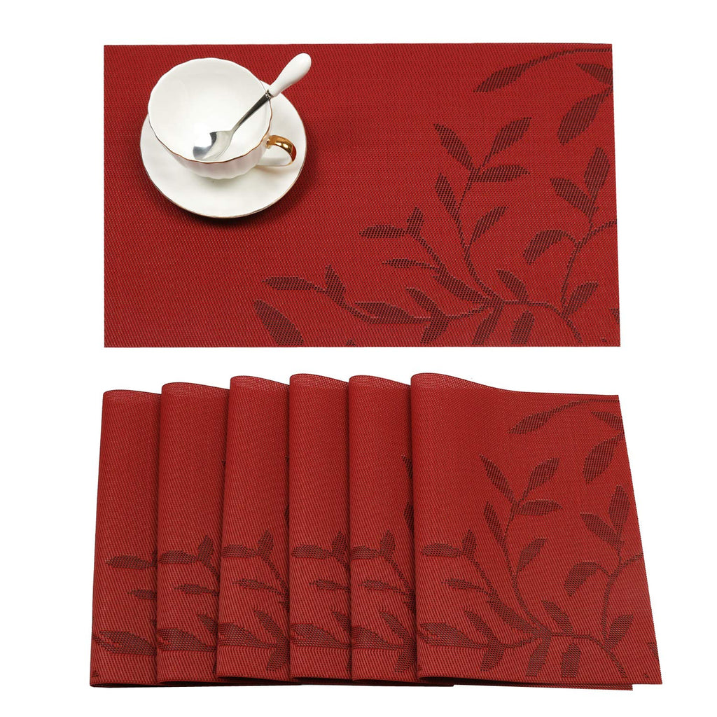 SHACOS Teal Blue Woven Placemats Set of 6 Place Mats for Dining Table