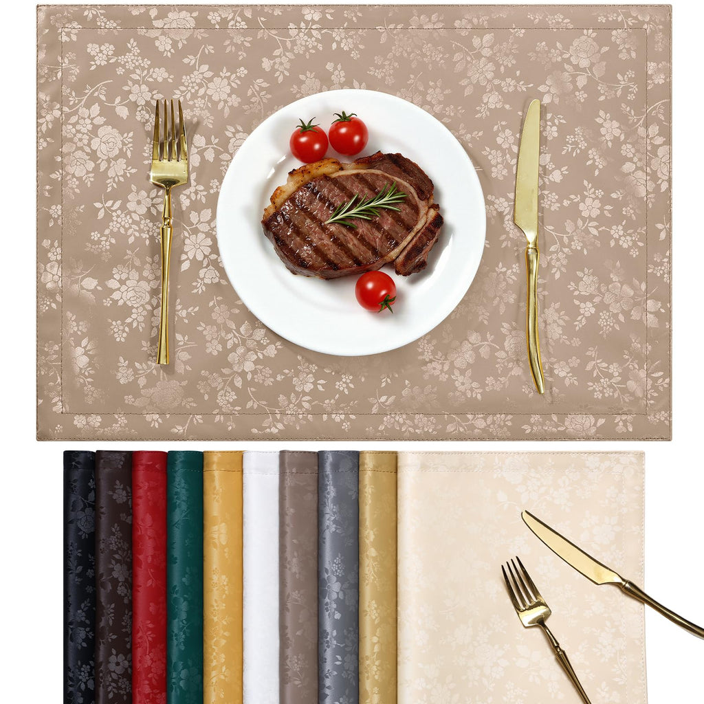 Smiry Rectangle Place Mats, Waterproof Heavy Duty Vinyl Placemats 6 Pack