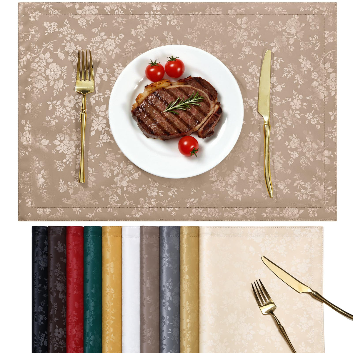 Smiry Rectangle Place Mats, Waterproof Heavy Duty Vinyl Placemats 6 Pack