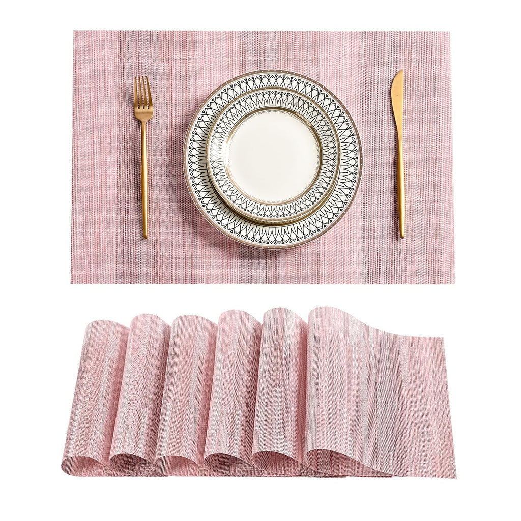 Leetaltree Light Brown Placemats Set of 8 - Heat Resistant Woven Vinyl