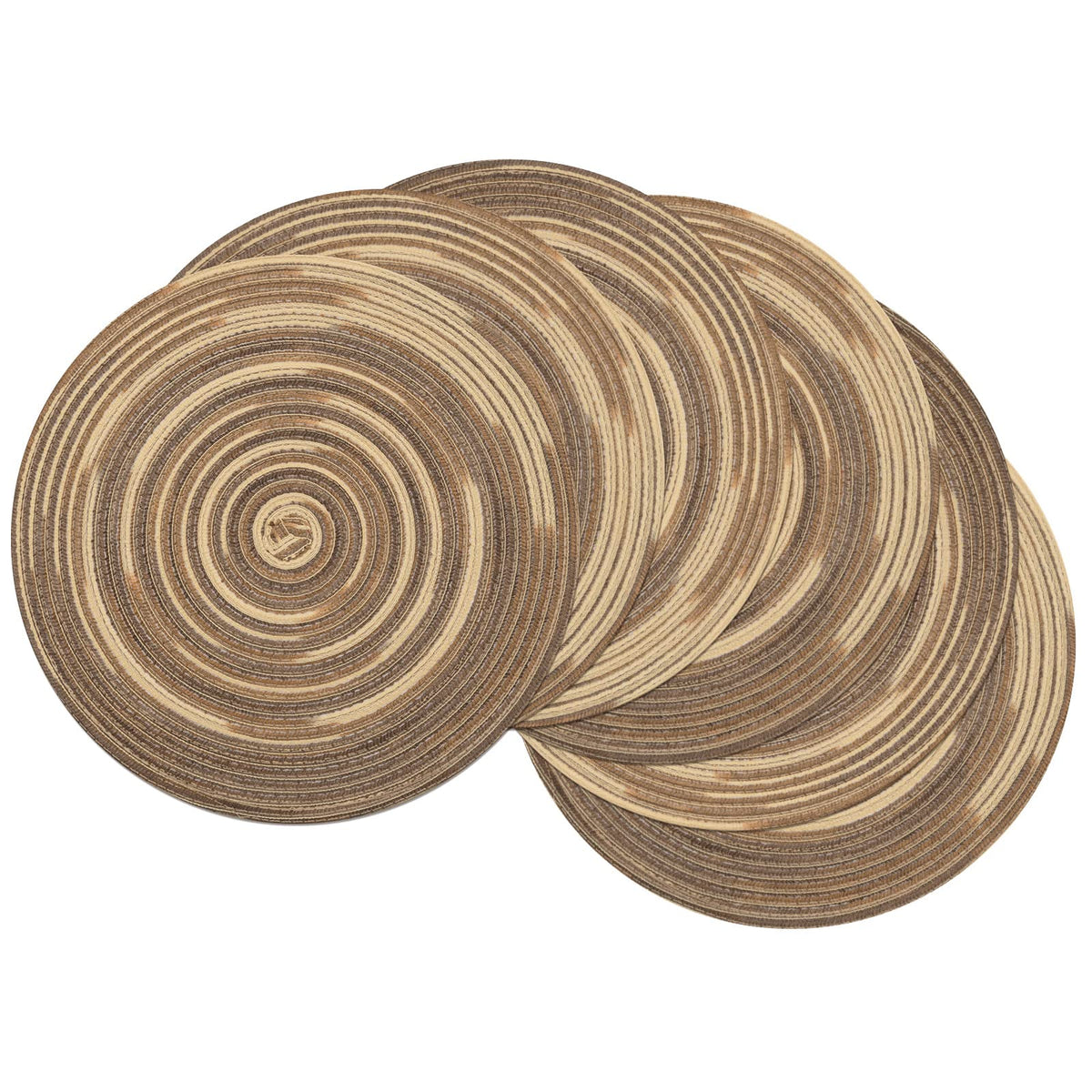 SHACOS Round Braided Placemats Set of 4 Dining Table Placemats 15 inch Circle Place Mats Easy to Clean Table Mats Indoor Outdoor, Blue Gray
