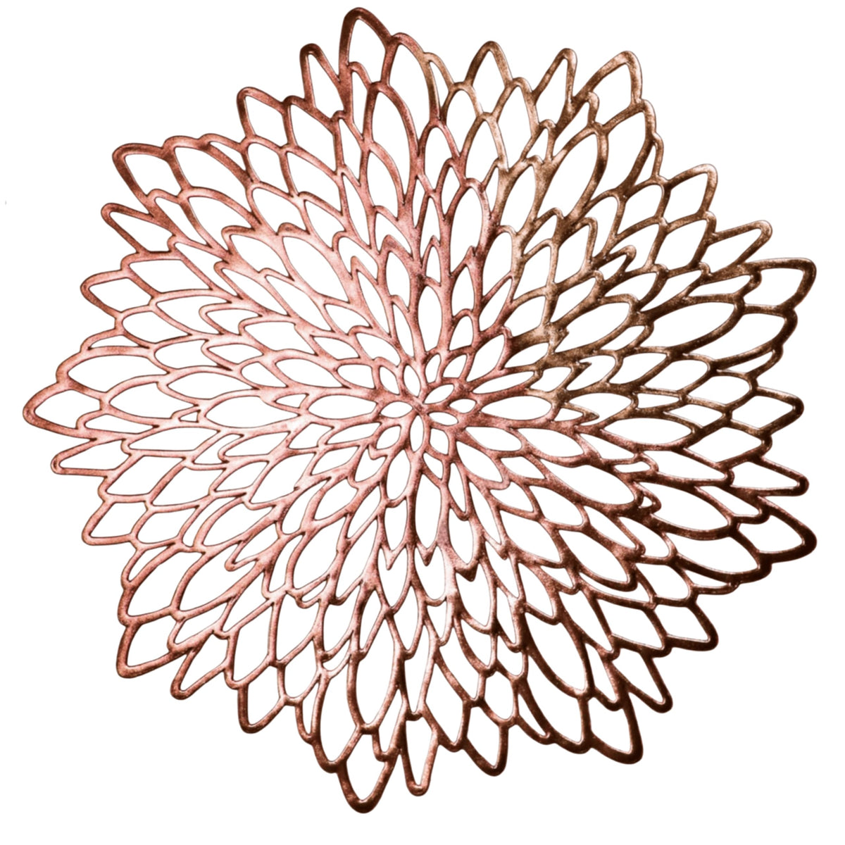 Snowkingdom 6 Pack Gold Placemats Metallic Pressed Vinyl Round Leaf Plastic Dinning Table Place Mats Fancy Decorative for Wedding Christmas Thanksgiving Holiday Spring Outdoor
