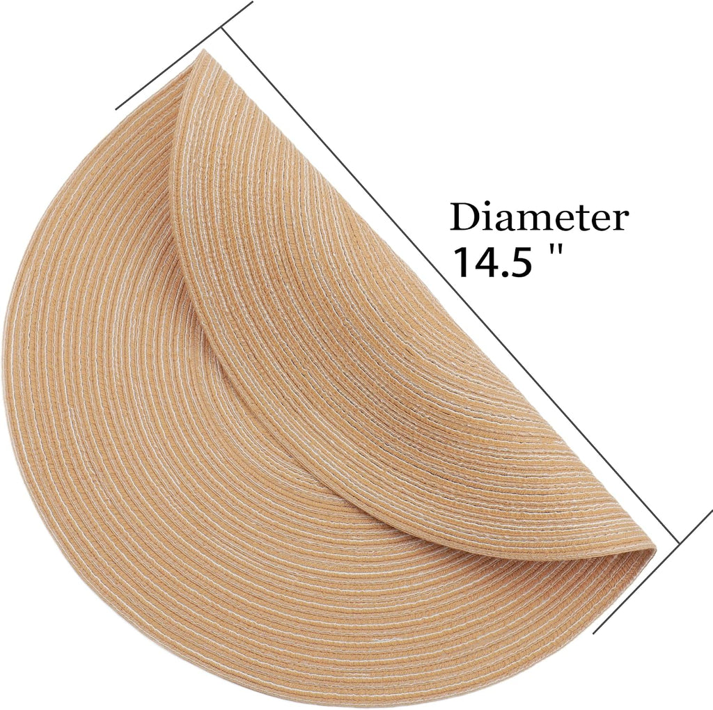 MIAOMIAO Round Placemats Set of 6 Braided Dining Table Kitchen Decor Mets