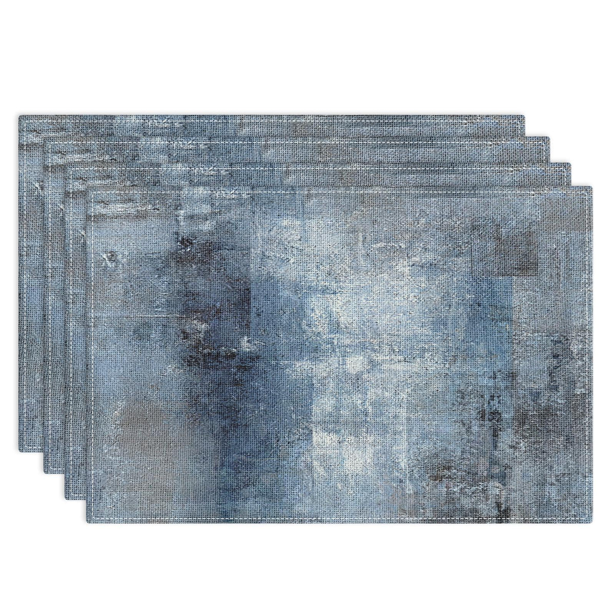 Emvency Farmhouse Placemats Set of 4, 12x18 Inch, Abstract Blue Grey