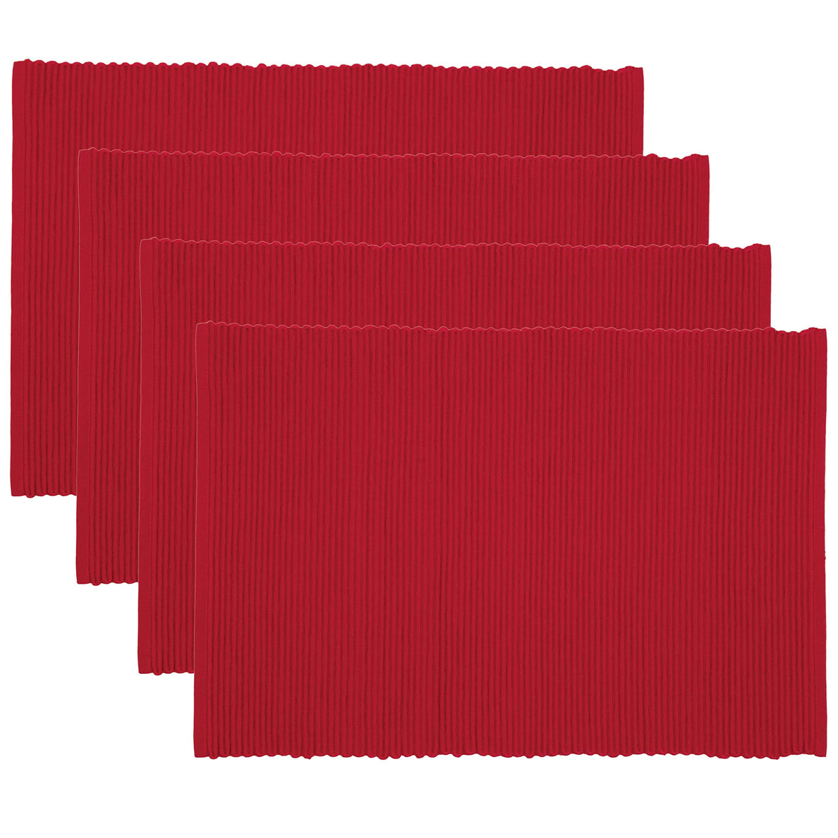 Now Designs Spectrum Placemats Thick Ribbed Cotton, Fir Green, 19x13 inches, Set of 4