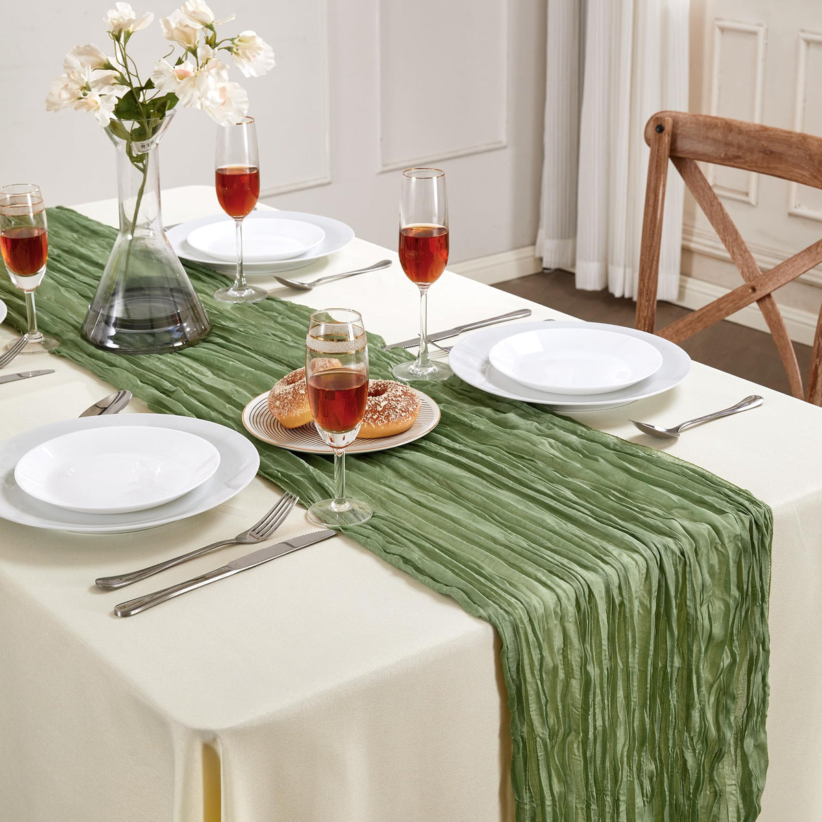 6 Pack White Cheesecloth Table Runner 35×120Inch Fall Boho Gauze Home Decor