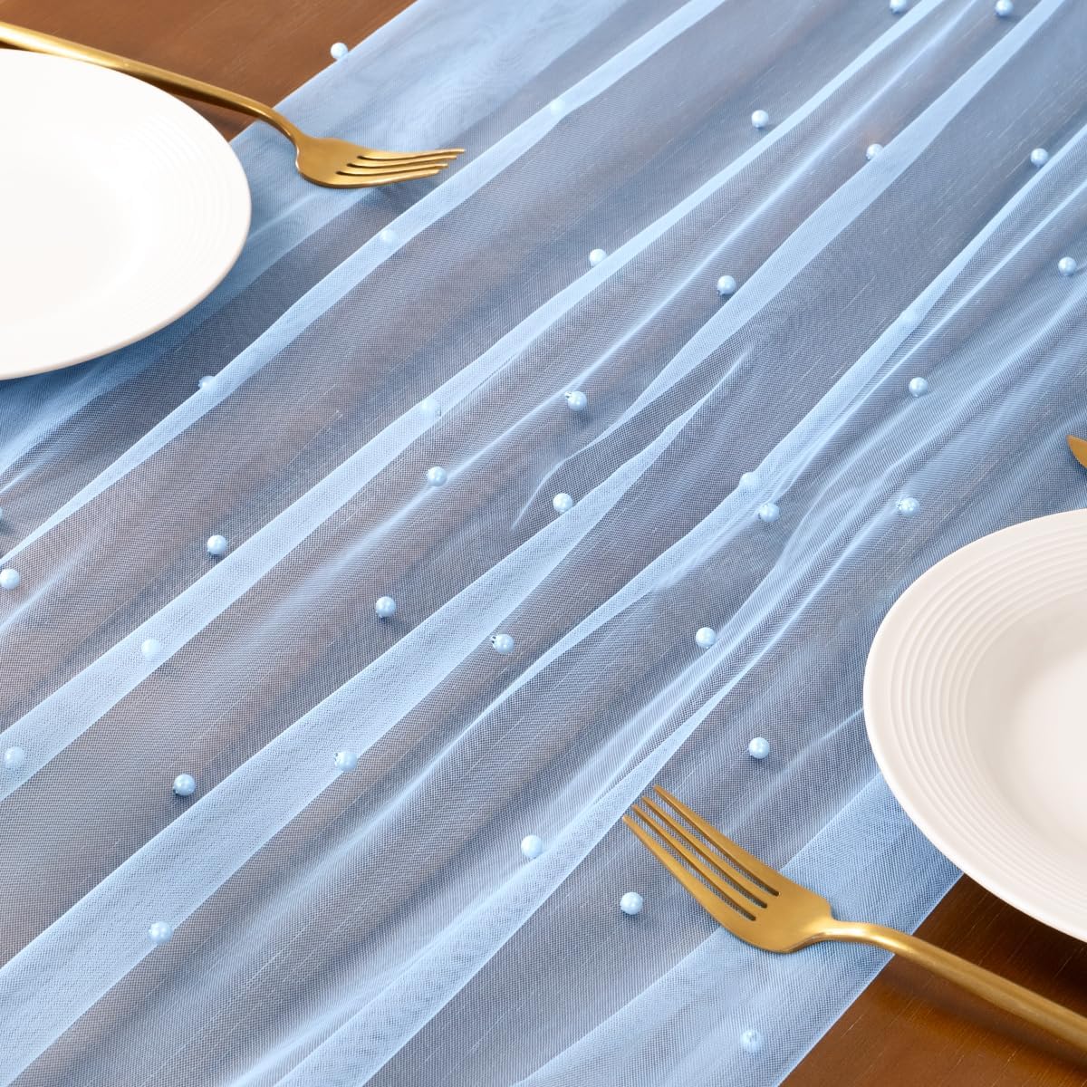 Socomi Pearl Table Runner Fall Tulle Gauze Sheer Wedding Party Home Decor