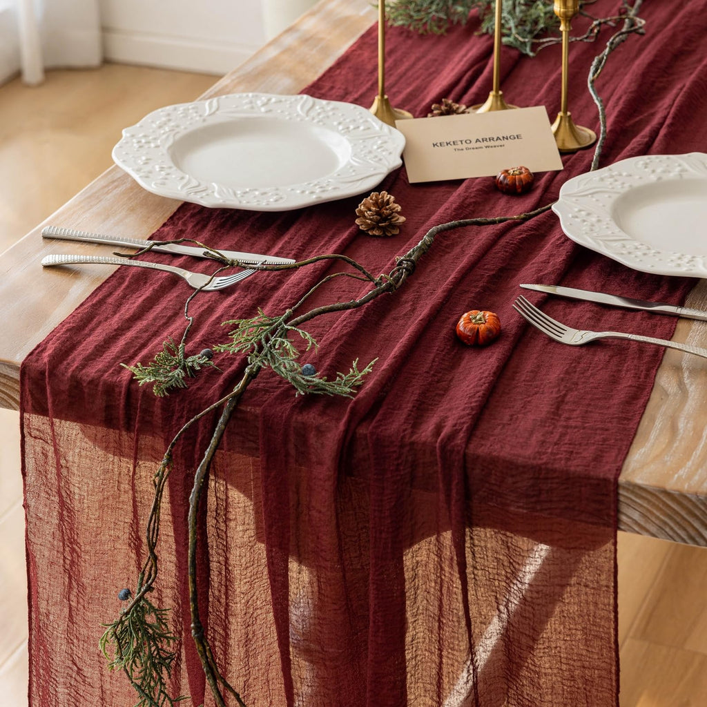 Sage Green Cheesecloth Table Runner 120 Inches Fall Party Home Decorations