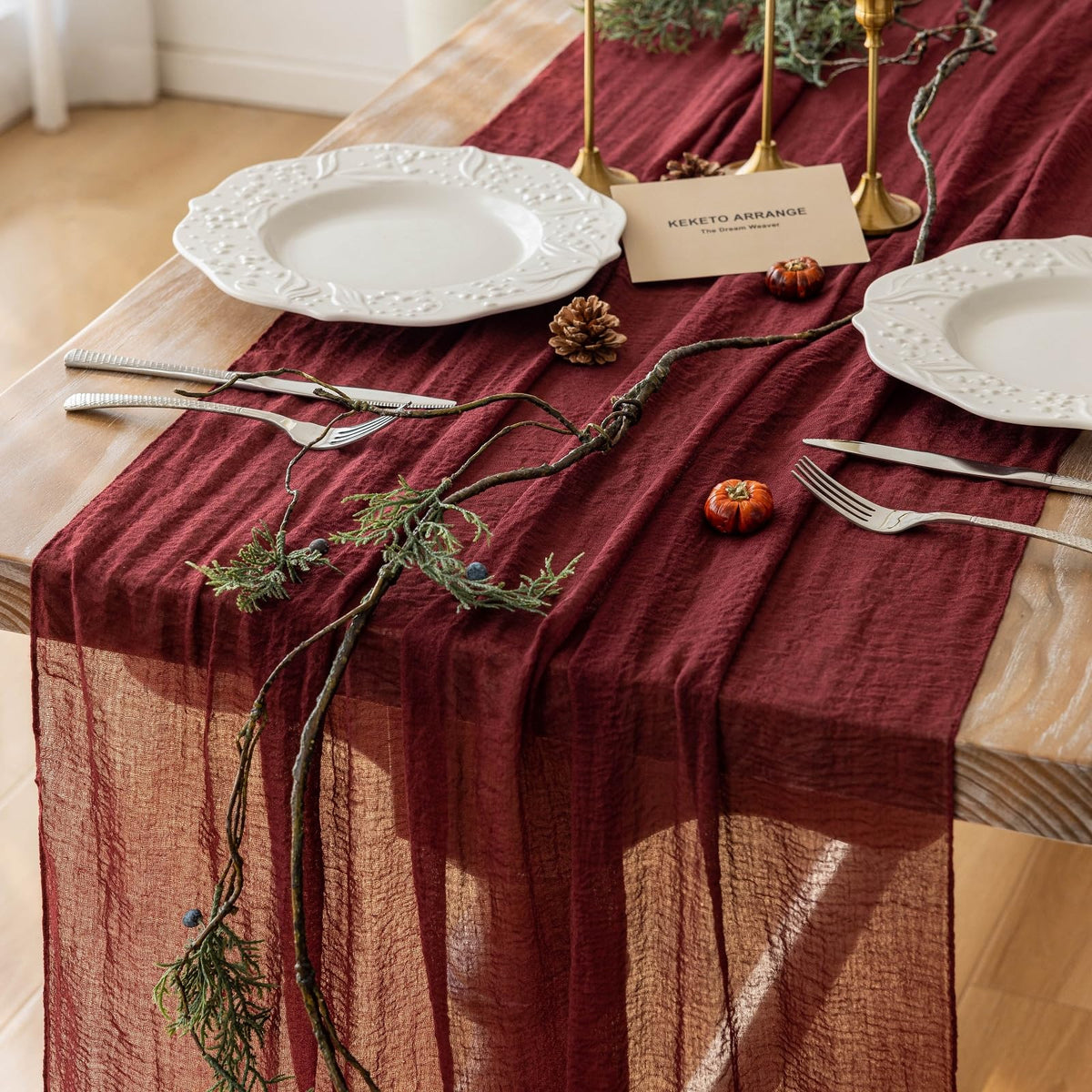 Sage Green Cheesecloth Table Runner 120 Inches Fall Party Home Decorations