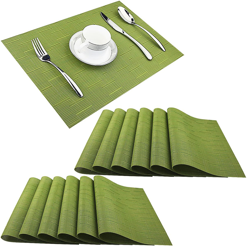 PIGCHCY Placemats,Durable Placemats for Dining Table,Washable Woven Vinyl Kitchen Placemats Set of 4 (Brown)