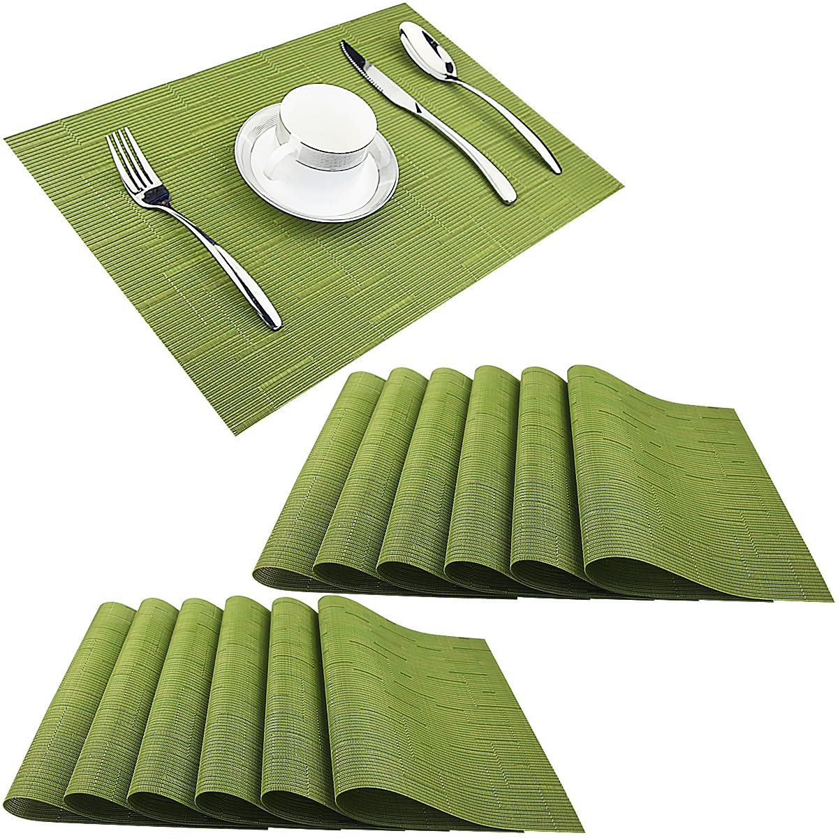 PIGCHCY Placemats,Durable Placemats for Dining Table,Washable Woven Vinyl Kitchen Placemats Set of 4 (Brown)