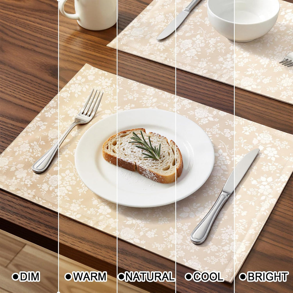 Smiry Rectangle Place Mats, Waterproof Heavy Duty Vinyl Placemats 6 Pack