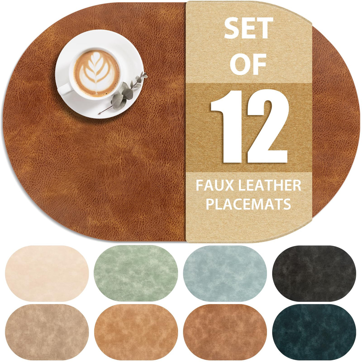 ADRIMER Placemats, Heat Resistant Oval Place Mats Set of 4 Easy to Clean