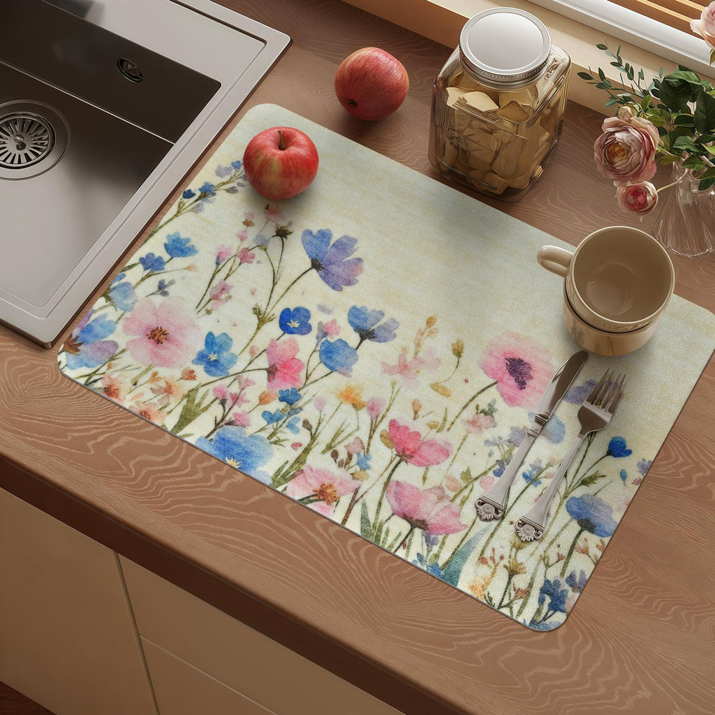 Vinyl Placemats Set of 4-12x17 Inch - Heat Resistant Washable Place Mats Waterproof Non-Slip Wipeable Table Mats for Dining Table Decor, Spring Outdoor Plastic Placemat