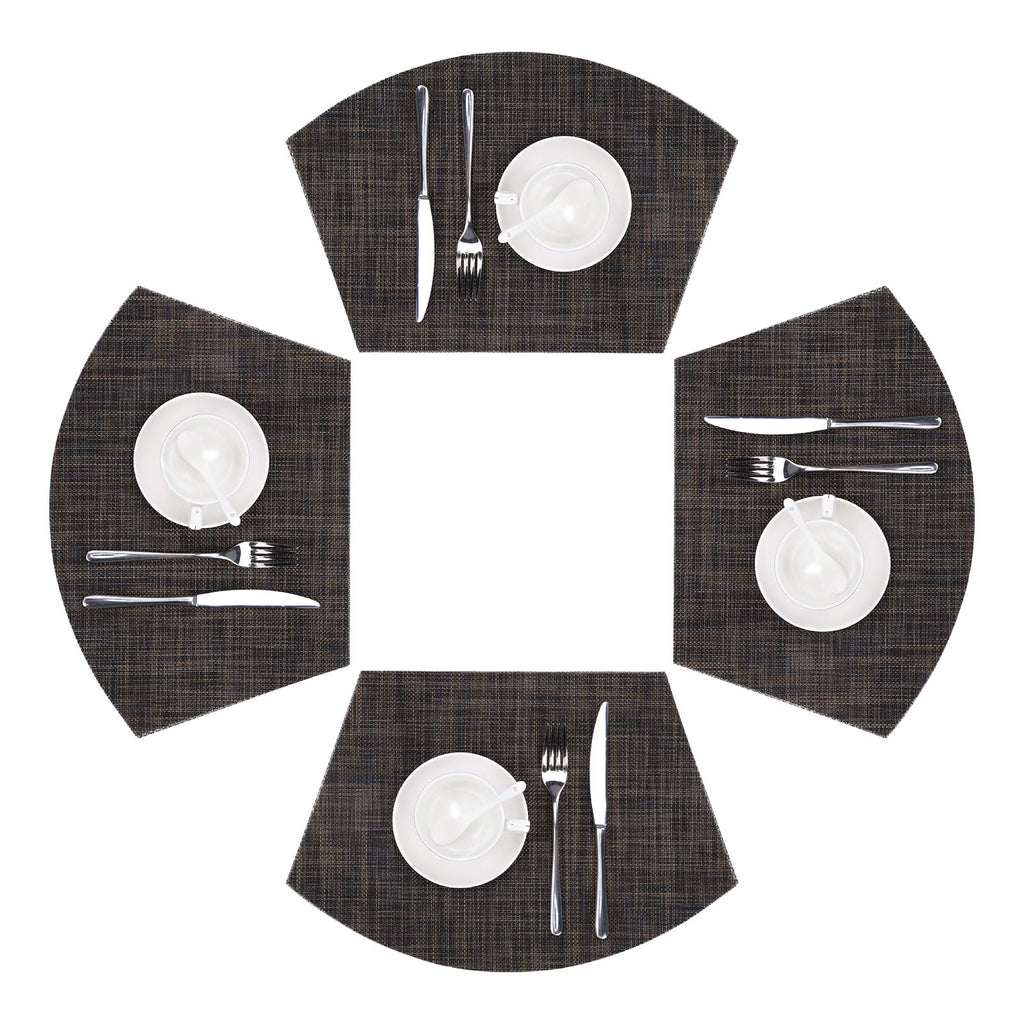 SHACOS Wedge Shape Placemats Set of 4 Woven Vinyl Placemat for Round Table