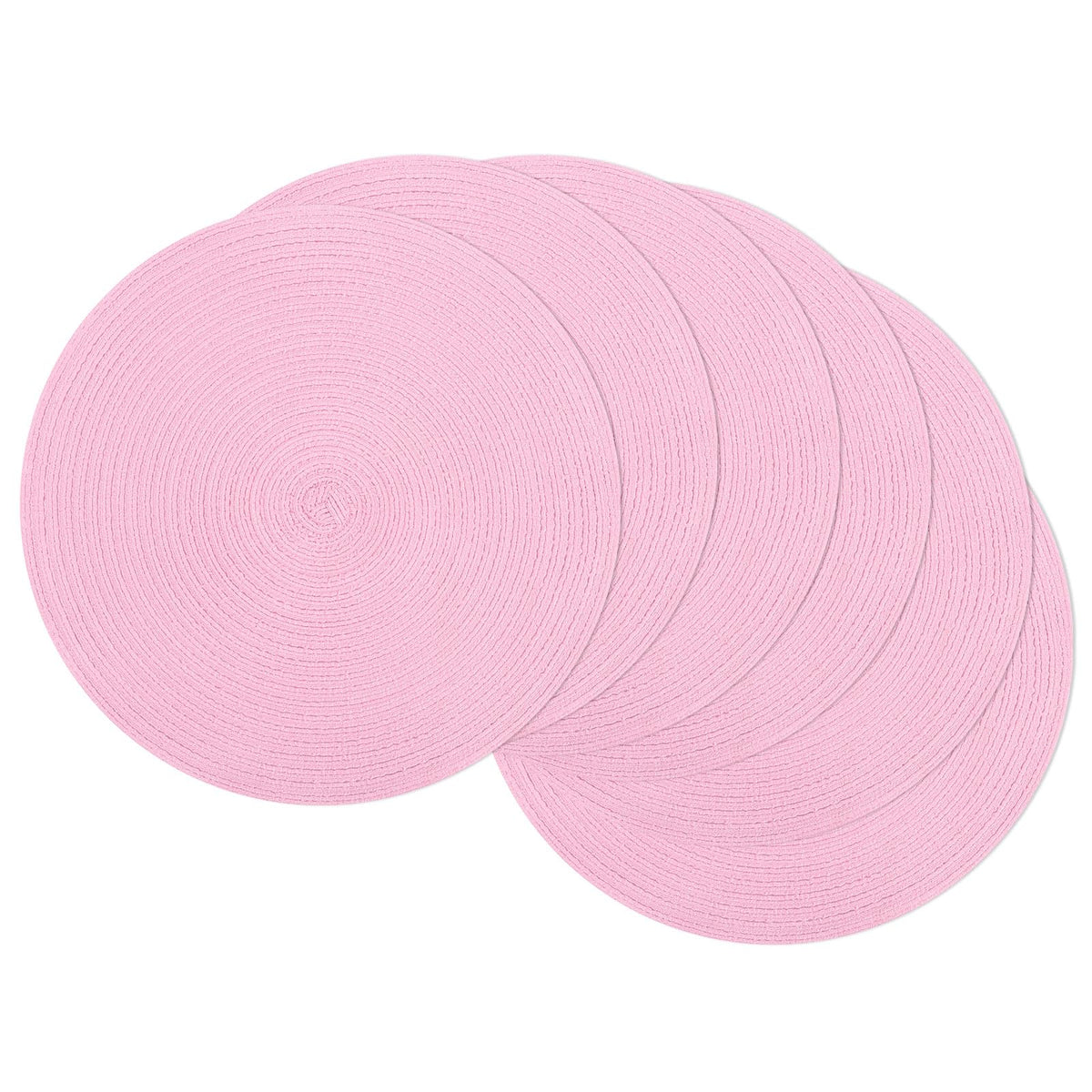 SHACOS Round Braided Placemats Set of 4 Dining Table Placemats 15 inch Circle Place Mats Easy to Clean Table Mats Indoor Outdoor, Blue Gray