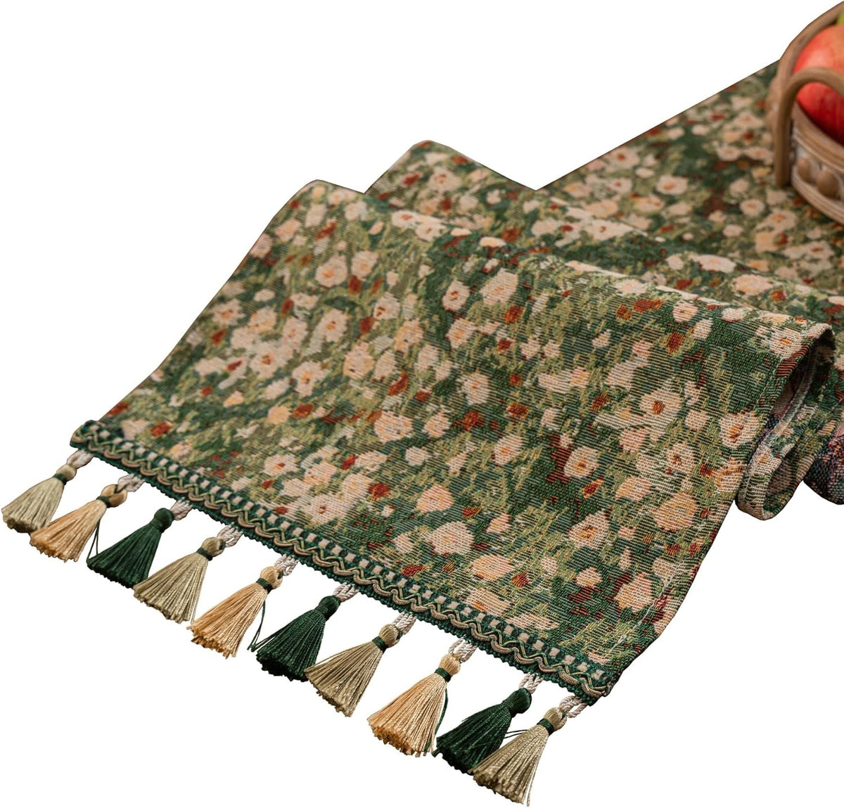 Ditsy Floral Botanical Boho Table Runner Green 13 x 71 Inch