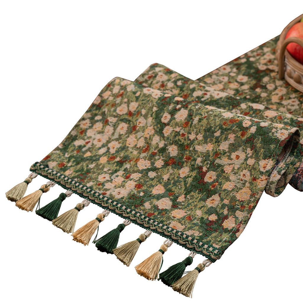 Ditsy Floral Botanical Boho Table Runner Green 13 x 71 Inch