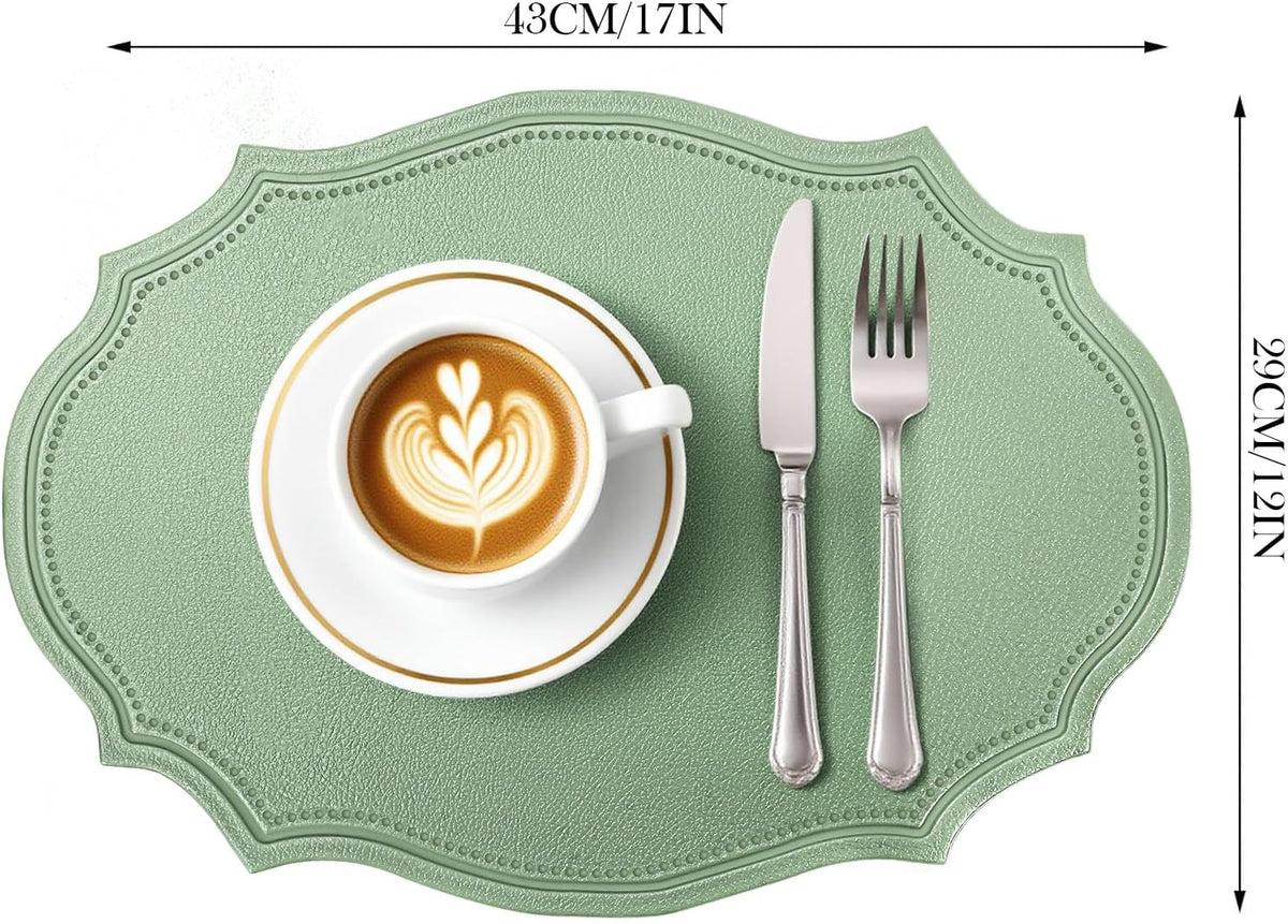 Durable Table Placemats Set of 6,Waterproof Non-Slip Heat Resistant Table Mats,Dual-Sided Faux Leather Place Mats for Dining Party Outdoor.