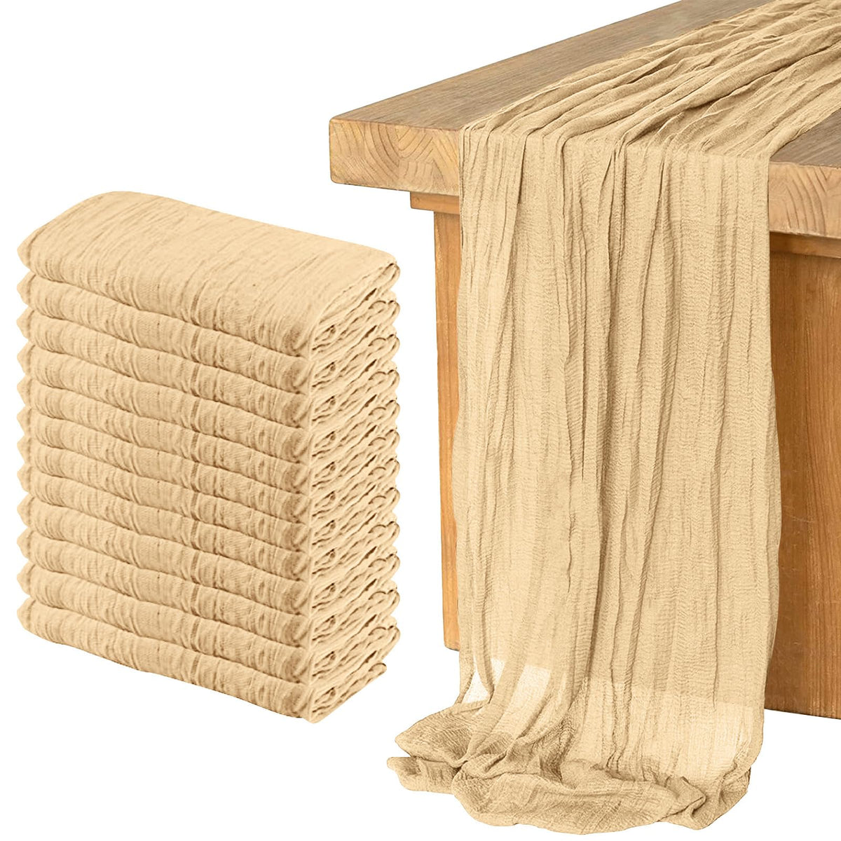 12 Pack Cheesecloth Table Runner, Runner Gauze Boho Wedding Decor Romantic Table Runner for Wedding Birthday Party(35" x 118") (Terracotta)