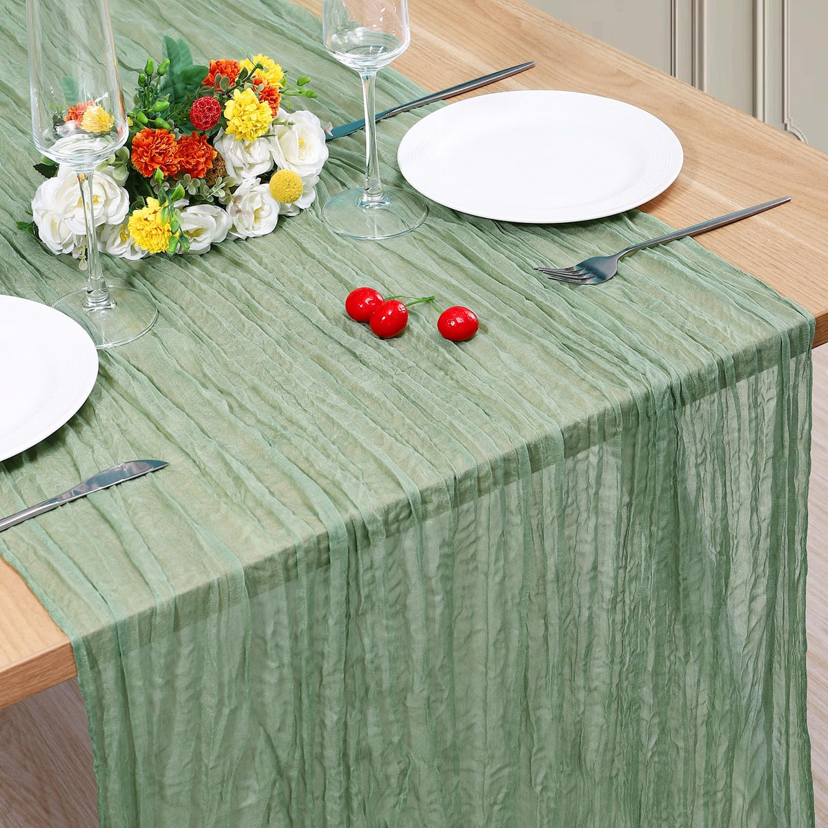 12 Pack Cheesecloth Table Runner, Runner Gauze Boho Wedding Decor Romantic Table Runner for Wedding Birthday Party(35" x 118") (Terracotta)