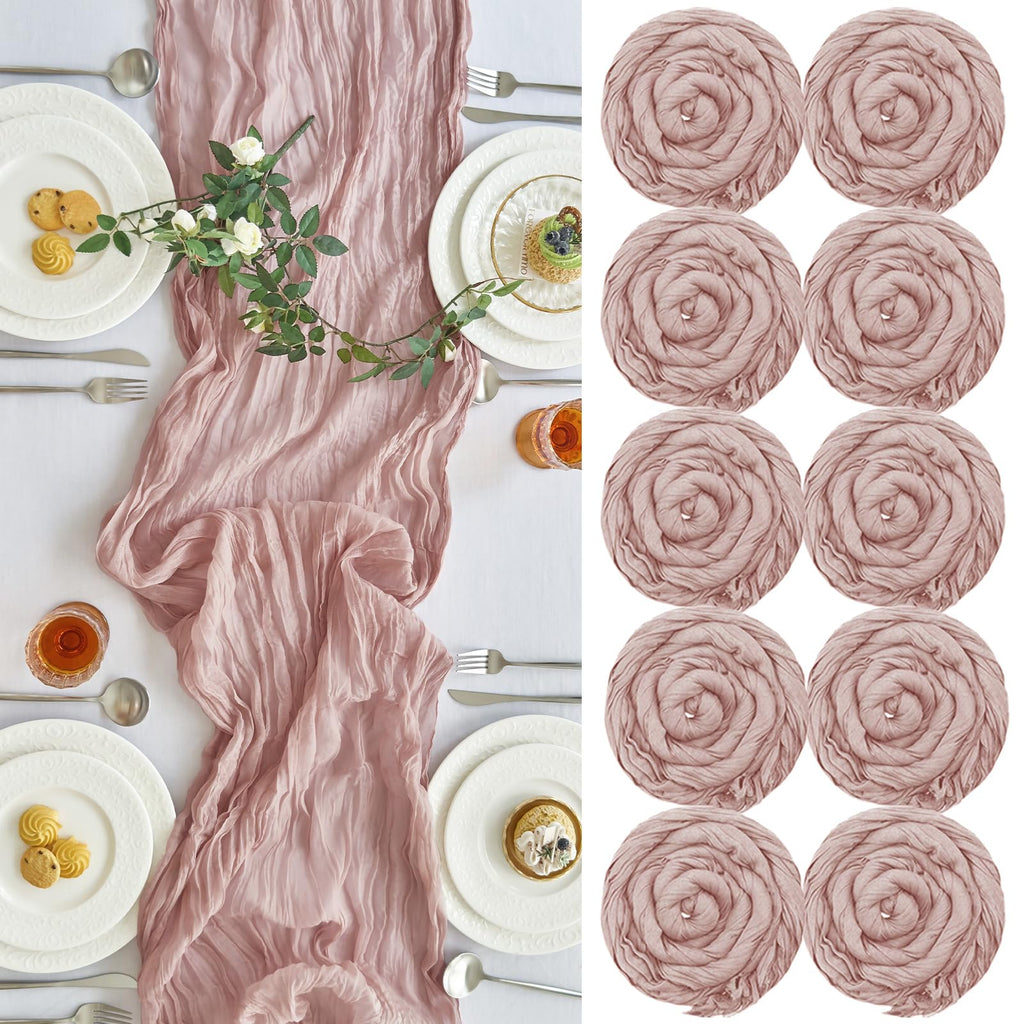 2 Pack Fall Table Runner Terracotta Cheesecloth for Home Thanksgiving Party