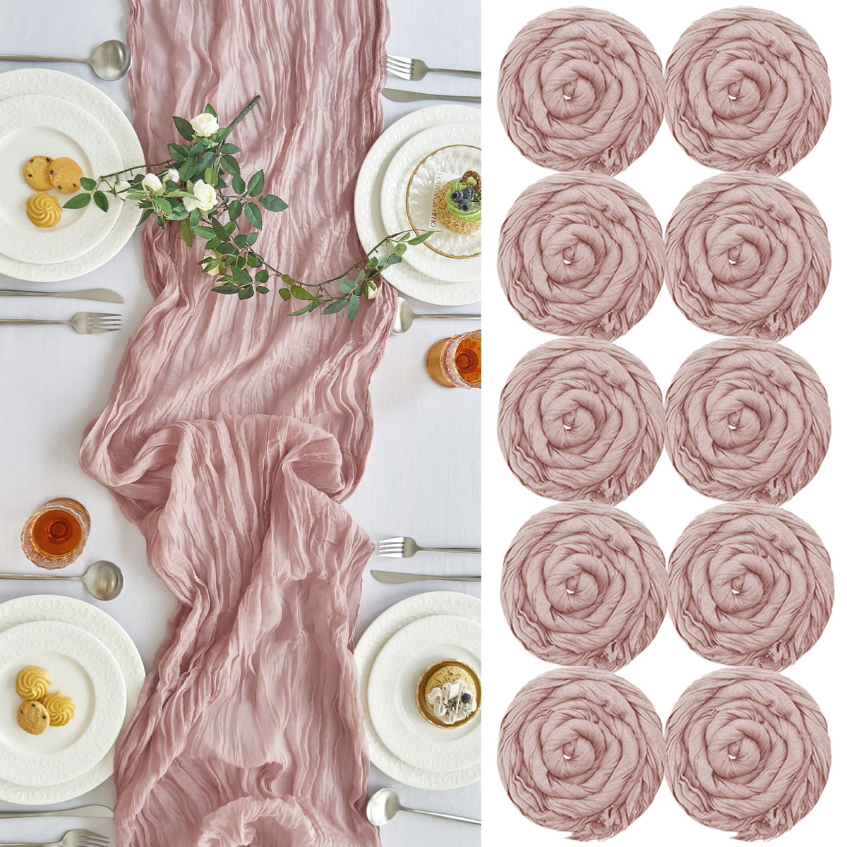 2 Pack Fall Table Runner Terracotta Cheesecloth for Home Thanksgiving Party