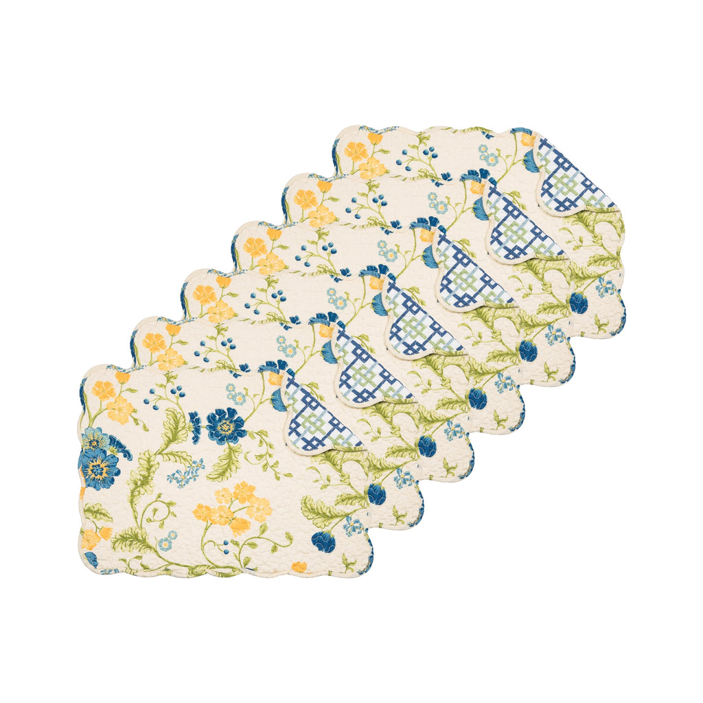Bailey Vintage Quilted 100% Cotton Set of 6 Placemats 13" x 19"