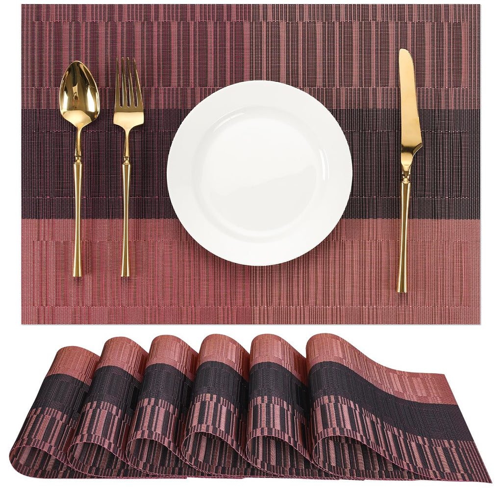 Placemats Set of 8, Vinyl Woven Heat-Resistant Place Mats