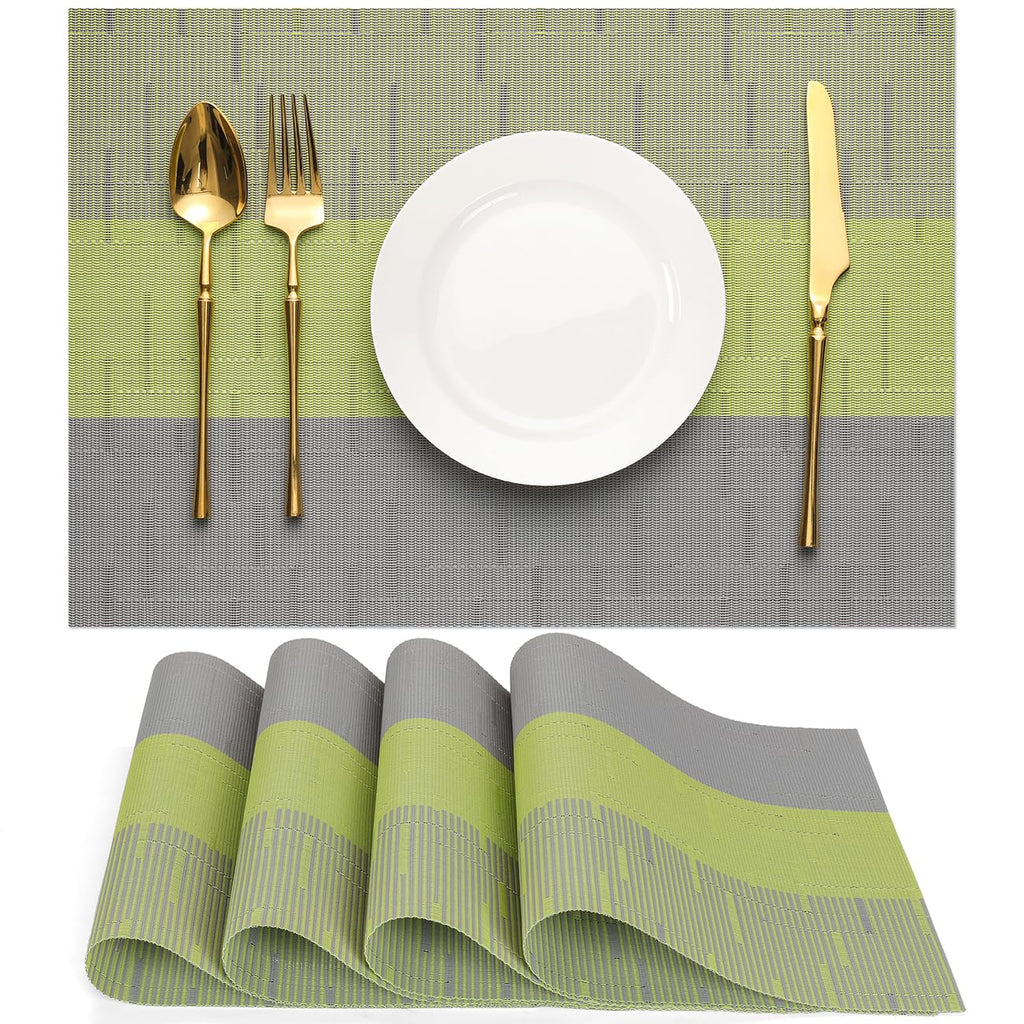 Placemats Set of 8, Vinyl Woven Heat-Resistant Place Mats
