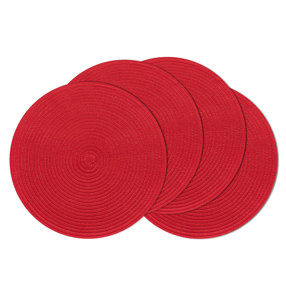 SHACOS Round Braided Placemats Set of 4 Dining Table Placemats 15 inch Circle Place Mats Easy to Clean Table Mats Indoor Outdoor, Blue Gray